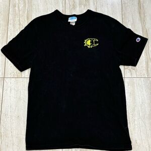 Vintage Champion Black Tee with Yellow Logo